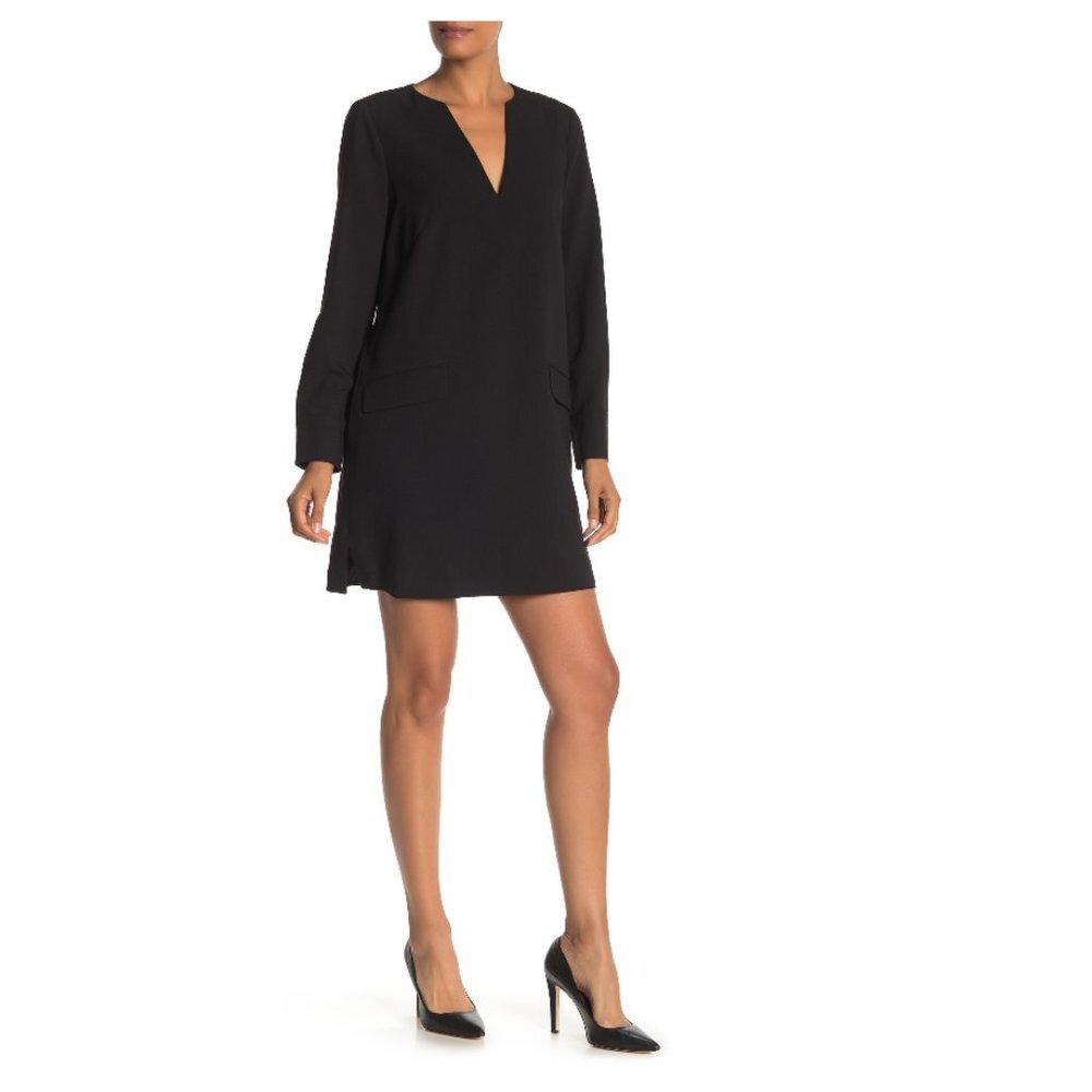 🎁 SUISTUDIO Split Neck Long Sleeve Dress - Picture 1 of 7